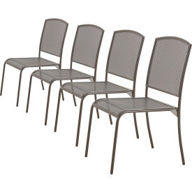 GoVets™ Outdoor Caf Armless Stacking Chair Steel Mesh Bronze 4 Pack 086BZ262