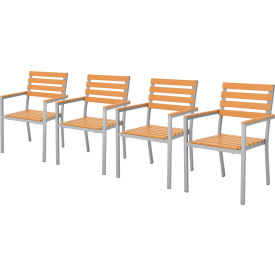 GoVets™ Stackable Outdoor Dining Arm Chair Tan 4 Pack 985TN436