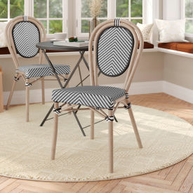 Flash Furniture® Marseille Thonet Bistro Stacking Chair Black/White Seat Light Natural Frame -AD642002S-TXT-BLKWH-LTNAT-GGSDA