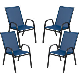 Flash Furniture Brazos Series Navy Outdoor Stack Chair with Flex Comfort Material 4 Pack J-303C-NV-GG4-J