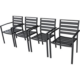 GoVets™ Aluminum Slatted Dining Armchair Black 4 Pack 006BK437