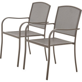GoVets™ Outdoor Caf Stacking Armchair Steel Mesh Bronze 2 Pack 083BZ262