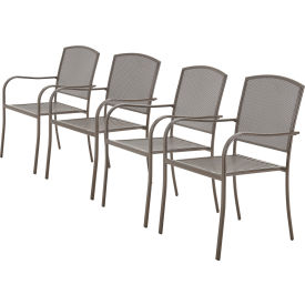 GoVets™ Outdoor Caf Stacking Armchair Steel Mesh Bronze 4 Pack 084BZ262