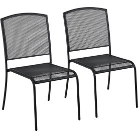 GoVets™ Outdoor Caf Armless Stacking Chair Steel Mesh Black 2 Pack 085BK262