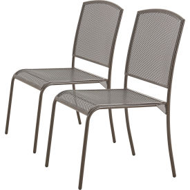 GoVets™ Outdoor Caf Armless Stacking Chair Steel Mesh Bronze 2 Pack 085BZ262