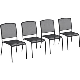 GoVets™ Outdoor Caf Armless Stacking Chair Steel Mesh Black 4 Pack 086BK262