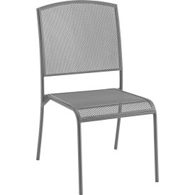GoVets™ Outdoor Caf Armless Stacking Chair Steel Mesh Gray 4 Pack 086GY262
