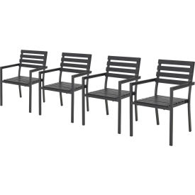 GoVets™ Stackable Outdoor Dining Arm Chair Black 4 Pack 985BK436