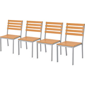 GoVets™ Stackable Outdoor Dining Armless Chair Tan 4 Pack 986TN436