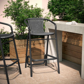 Flash Furniture® Lila Commercial Indoor/Outdoor Restaurant Barstool Gray Seat Black Frame -AD632032R-GY-GGSDA