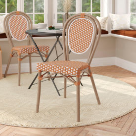 Flash Furniture® Lourdes Thonet Bistro Stacking Chair Natural/White Seat Light Natural Frame -AD642002S-NATWH-LTNAT-GGSDA