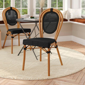Flash Furniture® Marseille Thonet Bistro Stacking Chair Black Seat Natural Frame -AD642002S-TXT-BK-NAT-GGSDA