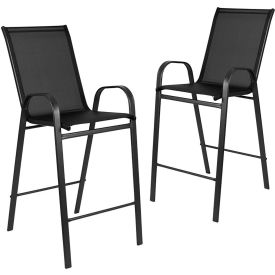 Flash Furniture Brazos Outdoor Barstool w/ Metal Frame Black Pack of 2 J-092H-GG2-J