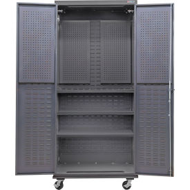 GoVets E-Lock Configurable Mobile Pegboard Cabinet 36Wx24Dx85H Gray 3 Shelf 893M708