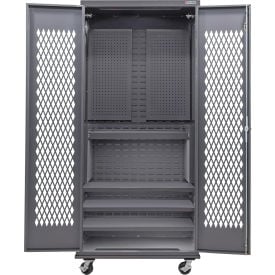GoVets Configurable Ventilated Mobile Pegboard Cabinet 36Wx24Dx85H Gray 4 Shelf 993M708