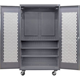 GoVets Configurable Ventilated Mobile Pegboard Cabinet 48W x 24D x 85H Gray 3 Shelf 996M708