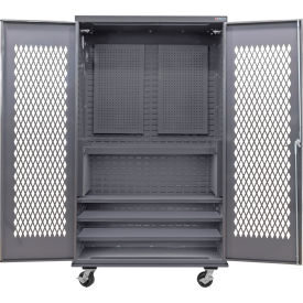 GoVets Configurable Ventilated Mobile Pegboard Cabinet 48W x 24D x 85H Gray 4 Shelf 997M708