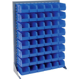 GoVets™ Singled Sided Louvered Bin Rack 35 x 15 x 50 - 48 Blue Premium Stacking Bins 160BL550
