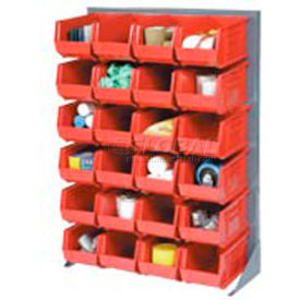 GoVets™ Singled Sided Louvered Bin Rack w/ 24(G) Red Bins 36