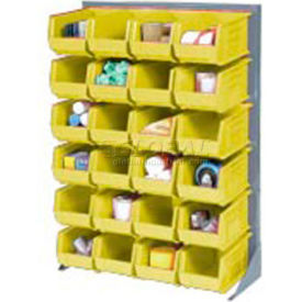 GoVets™ Singled Sided Louvered Bin Rack w/ 24(G) Yellow Bins 36
