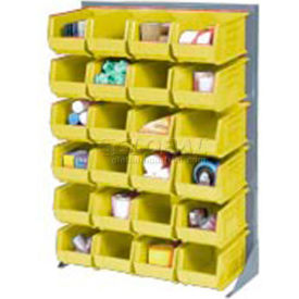GoVets™ Louvered Bin Rack w/ 16(C) 18(D) 8(F) Yellow Bins 36