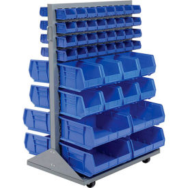 GoVets™ Mobile Double Sided Floor Rack - 88 Yellow Stacking Bins 36 x 54 164YL500