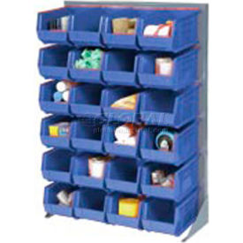 GoVets™ Singled Sided Louvered Bin Rack w/ 24(F) Blue Bins 36