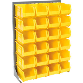 GoVets™ Singled Sided Louvered Bin Rack w/ 24(F) Yellow Bins 36