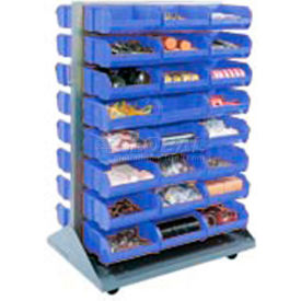 GoVets™ Double Sided Mobile Floor Rack w/ 96(D) Blue Bins 36