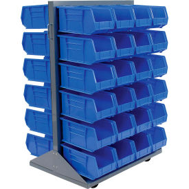 GoVets™ Double Sided Mobile Floor Rack w/ 48(F) Blue Bins 36
