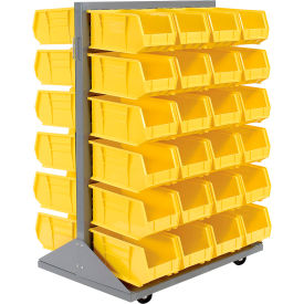 GoVets™ Double Sided Mobile Floor Rack w/ 48(F) Yellow Bins 36