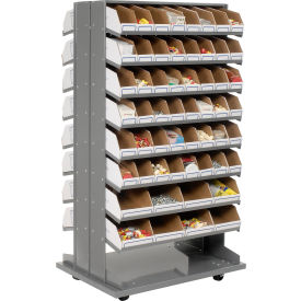 GoVets™ Mobile Double Sided Bin Rack - 112 Corrugated White Bins No Print 206235