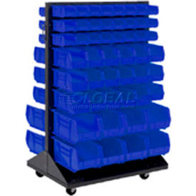 GoVets™ Mobile Double Sided Floor Rack - 100 Blue Stacking Bins 36 x 55 392BL603