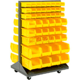 GoVets™ Mobile Double Sided Floor Rack - 100 Yellow Stacking Bins 36 x 55 392YL603
