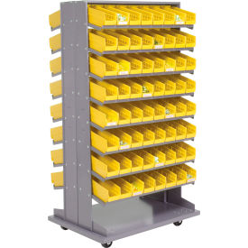 GoVets™ 16 Shelf Double-Sided Mobile Pick Rack - 128 Yellow Plastic Shelf Bins 4