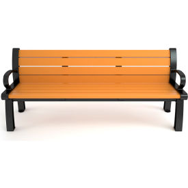 GoVets™ Heritage 6' Recycled Plastic Bench Cedar Bench/Black Frame 4201B26