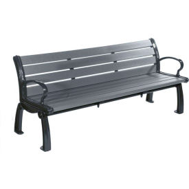 GoVets™ Heritage 6' Recycled Plastic Bench Gray Bench/Black Frame 4298B26