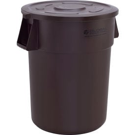 GoVets™ Plastic Trash Can with Lid - 55 Gallon Brown 464BNCL240