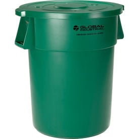 GoVets™ Plastic Trash Can with Lid - 55 Gallon Green 464GNCL240
