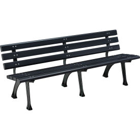 GoVets™ 6' Park Bench w/ Backrest Black 126BK240