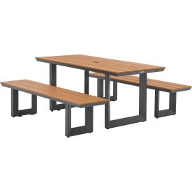 GoVets™ Urban 6' Plastic Picnic Table & Bench Set Tan 137348