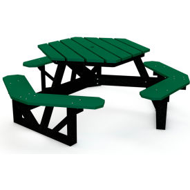 GoVets™ 6' Hexagon Picnic Table Recycled Plastic Green 4040B26