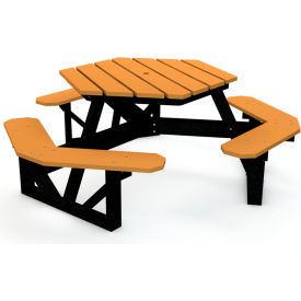GoVets™ 6' Hexagon Picnic Table Recycled Plastic Cedar 4042B26