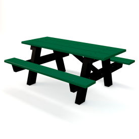 GoVets™ 6' A Frame Rectangular Picnic Table Recycled Plastic Green 4184B26