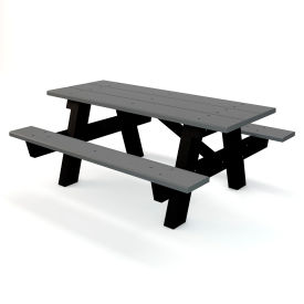 GoVets™ 6' A Frame Rectangular Picnic Table Recycled Plastic Gray 4228B26