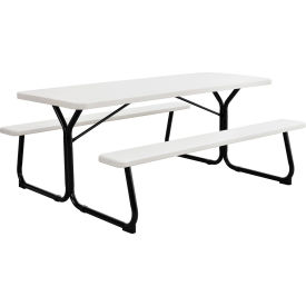 GoVets™ 6' Blow Molded Plastic Picnic Table White 484695