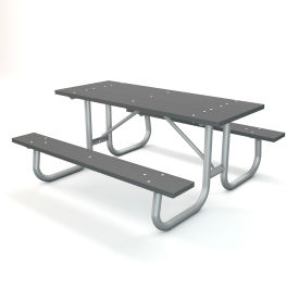 GoVets™ 6' Rectangular Picnic Table Recycled Plastic Gray 551695