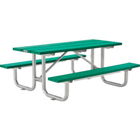 GoVets™ 6' Rectangular Picnic Table Recycled Plastic with Steel Base Green 670GN271