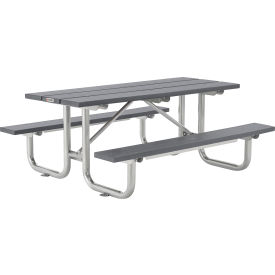 GoVets™ 6' Rectangular Picnic Table Recycled Plastic with Steel Base Gray 670GY271