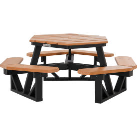 GoVets™ 46'' Hexagon Picnic Table Recycled Plastic Cedar 671CD271